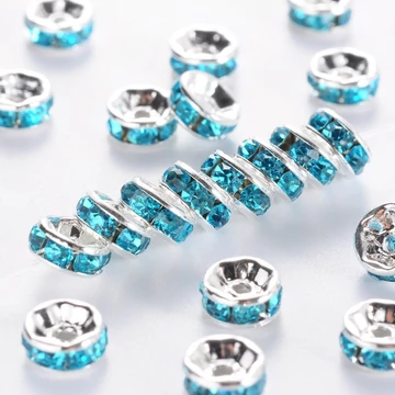 Világoskék strasszos rondella, 4 mm (10 db)