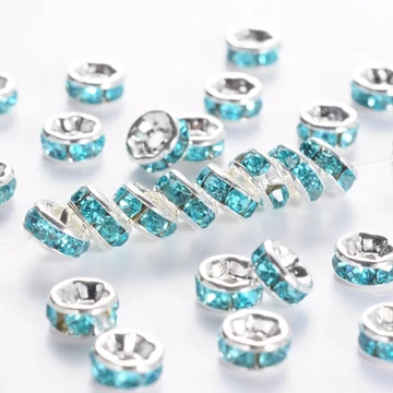 Világoskék strasszos rondella, 6 mm (10 db)