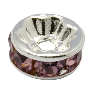 Lila strasszos rondella, 6 mm (10 db)