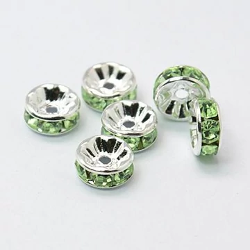Zöld strasszos rondella, 8 mm (10 db)