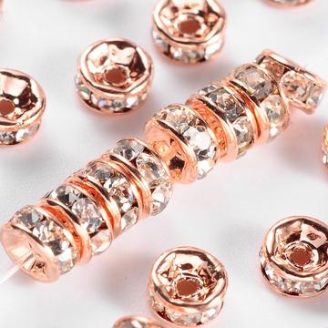 Fehér strasszos (rosegold) rondella, 8 mm (10 db)
