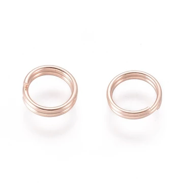 Nemesacél dupla karika, rosegold, 5 mm (10 db)