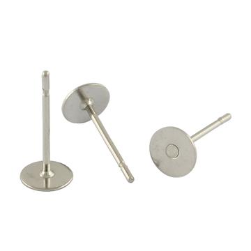 Nemesacél lapos fülbevaló stift, 4 mm, 10 db