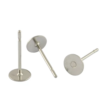 Nemesacél lapos fülbevaló stift, 5 mm, 10 db