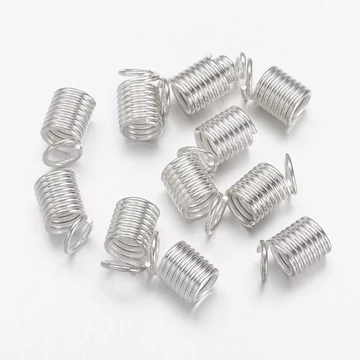 Rugós (ezüst szín) zsinór végzáró elem, 9x5 mm (10 db)