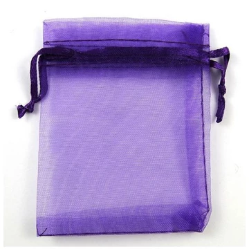 Tüll tasak (14), kb. 10x12 cm, sötétlila (10 db)