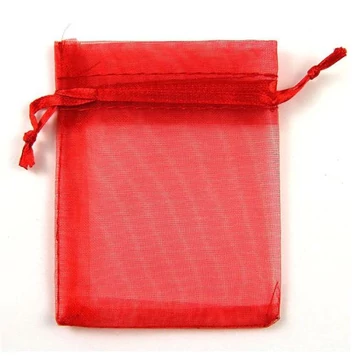 Tüll tasak (11), kb. 7x9 cm, piros (10 db)
