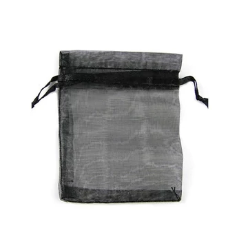 Tüll tasak (5), kb. 7x9 cm, fekete (10 db)
