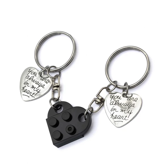 Páros kulcstartó, legó fazon, fekete színű