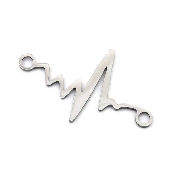 Nemesacél szívhang összekötő elem, 24x15 mm, 1 db