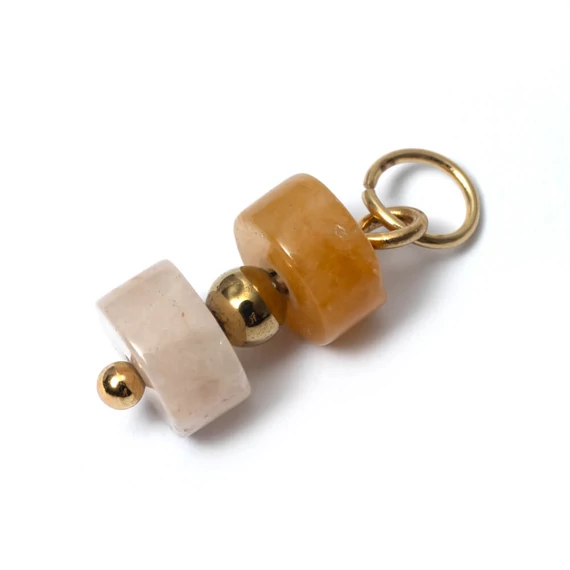 Topáz jáde nemesacél medál, 15 mm