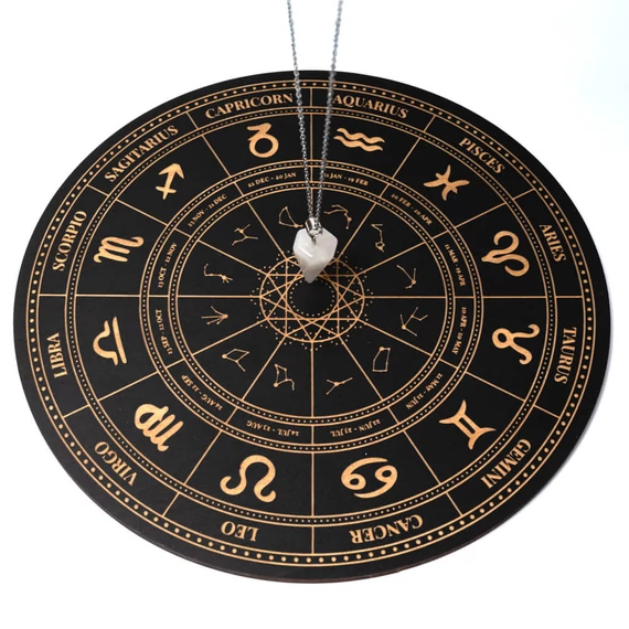 Ingatábla csomag, horoszkópos, fekete színű, rózsakvarc ingával