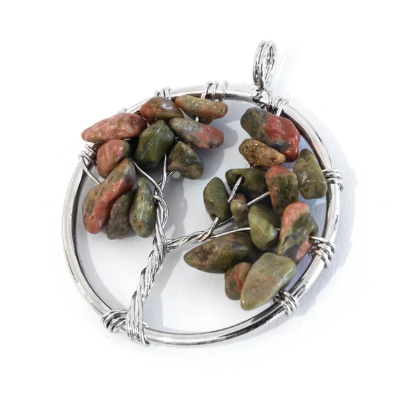 Unakit törmelékköves életfa medál, kb.3 cm