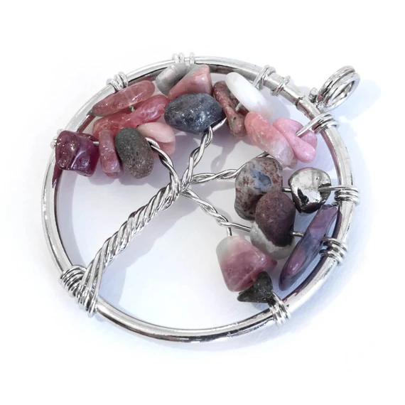 Vegyes törmelékköves életfa medál, kb.3 cm