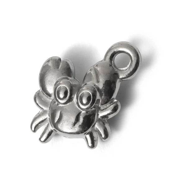 Nemesacél rák medál, kb. 12x12 mm, 1 db