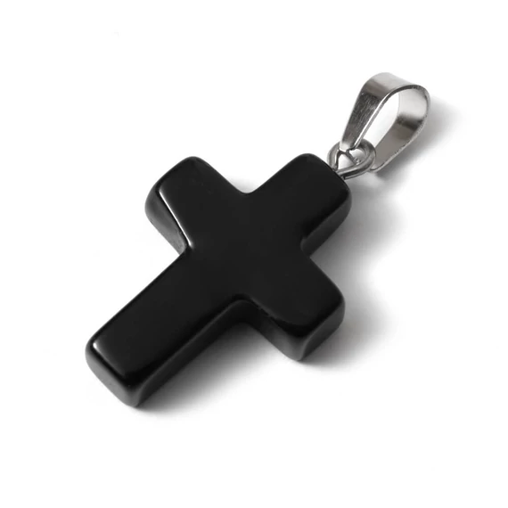 Ónix kereszt medál, 30x19 mm