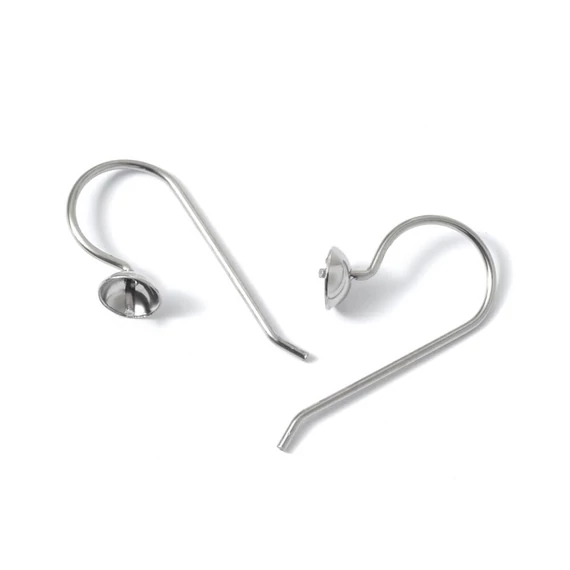 Nemesacél akasztós fülbevaló, félig fúrt golyóhoz, 6 mm (2 db)