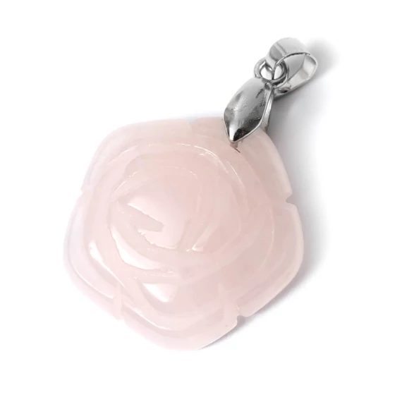 Rózsakvarc virág medál, kb.25-30 mm
