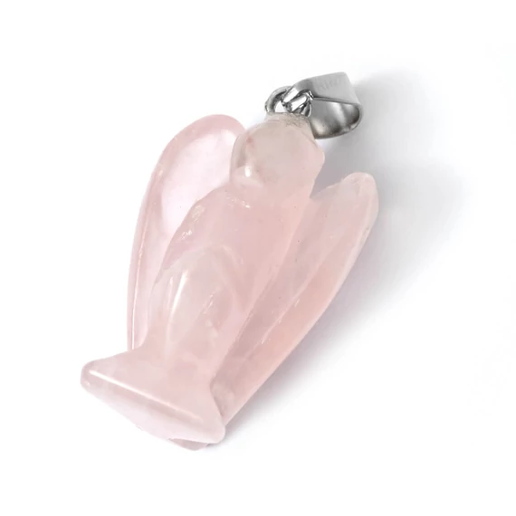 Rózsakvarc angyal medál, kb.25-30 mm