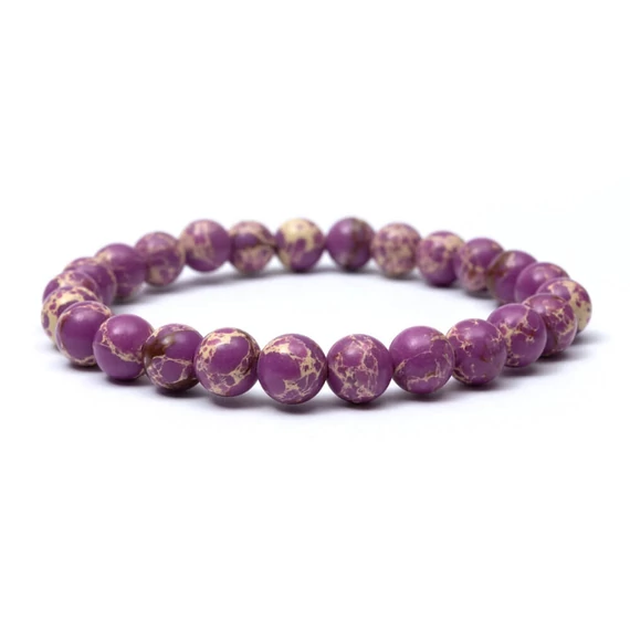 Regalit gumis ásvány karkötő, világoslila, 8 mm