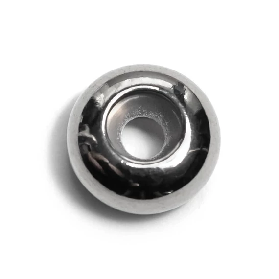 Nemesacél gumis csúszóbutton, 10x4,5 mm, belső átmérő 3 mm, 1db