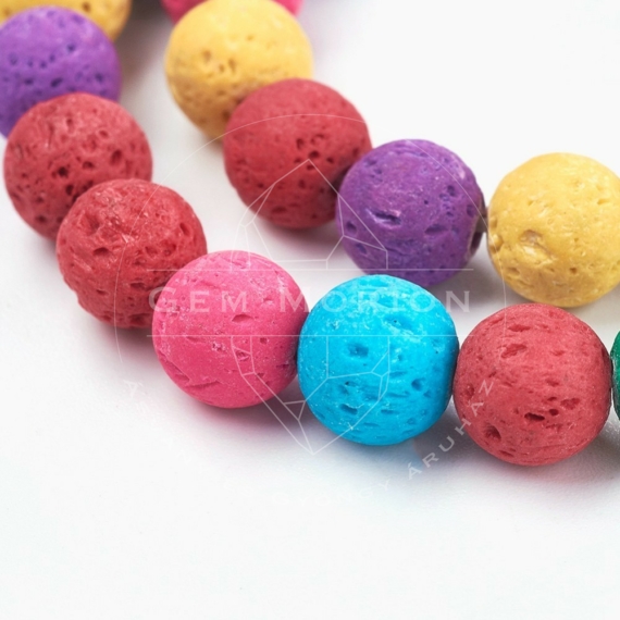 Lávakő (multicolor) szintetikus golyós szál, 8 mm, kb. 39 cm
