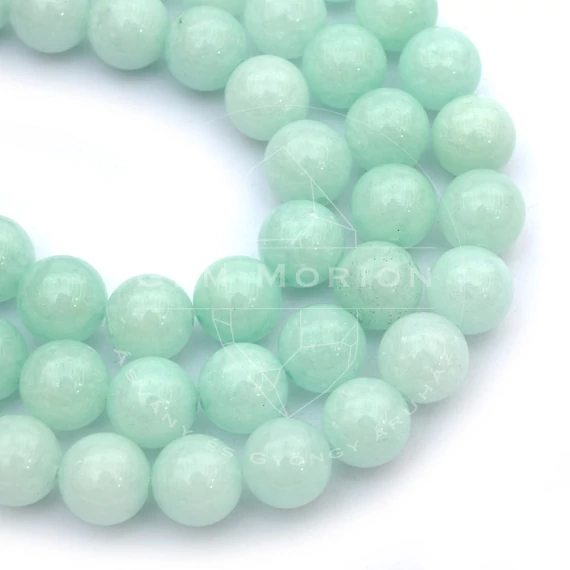 Maláj Jáde (amazonit szín) festett golyós szál, 8 mm, kb. 38 cm