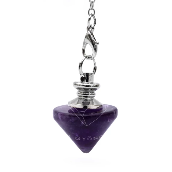 Ametiszt inga, 18 cm lánccal, kb. 20 mm