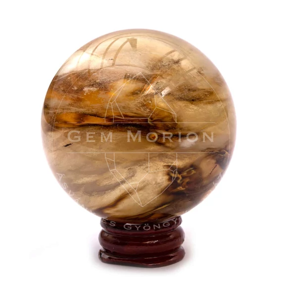 Piros és sárga kvarc golyó, szintetikus, 5 cm