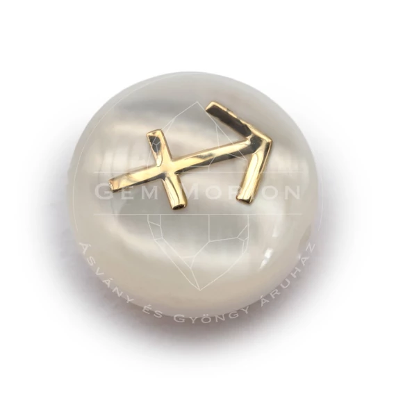 Gyöngyház "A" minőségű horoszkóp (nyilas) köztes dísz, arany színnel (1 db)