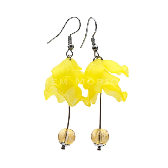 Citrin szirmos fülbevaló, kb. 40 mm