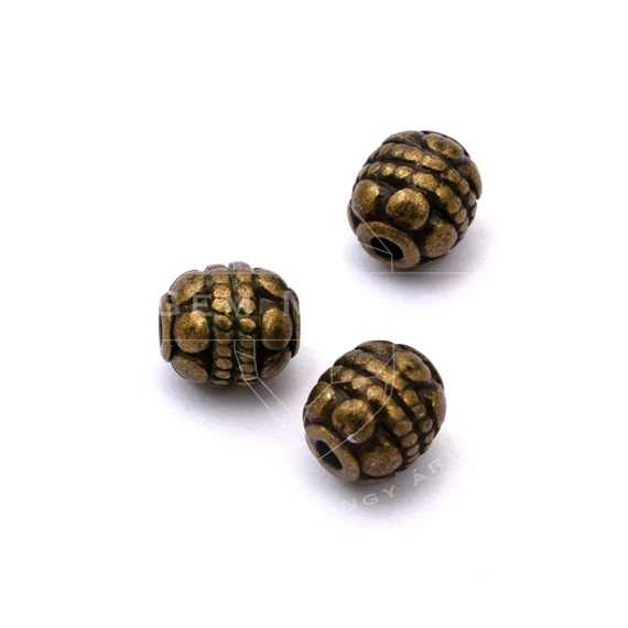 Mintás golyó köztes dísz, bronz szín, 5-6 mm, 10 db