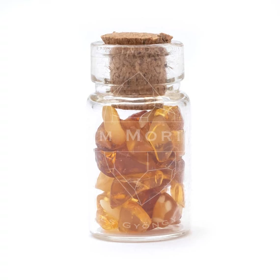 Borostyán ezoterikus üvegcse, mini méret, 18x10 mm