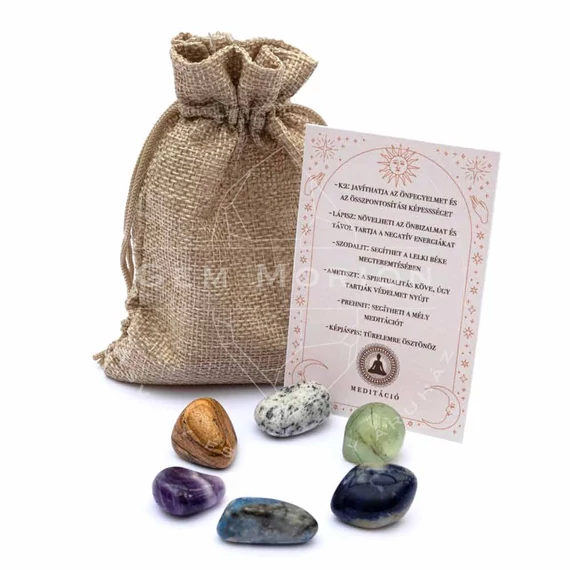 Meditáció marokkő csomag ( K2,lápisz,szodalit,ametiszt,prehnit,képjáspis)