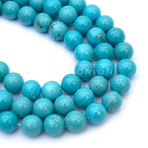 Türkinit golyós szál, világoskék, 10 mm, kb. 38 cm