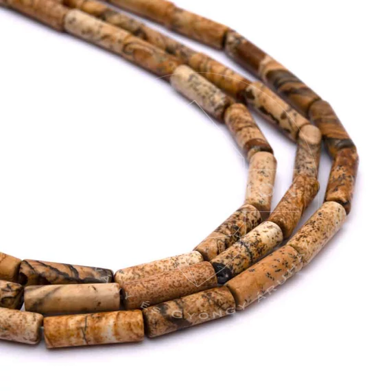Képjáspis hengeres szál, 4x13 mm