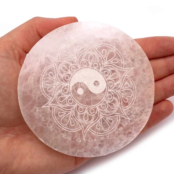 Szelenit korong, Jin-Yang mandala, 8 cm