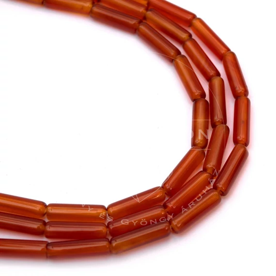 Karneol hengeres szál, 4x13 mm