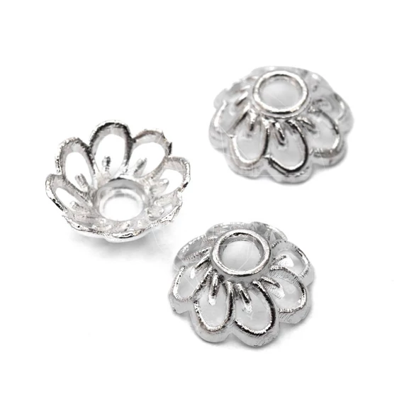 Virág mintás gyöngykupak, 10 mm (8) (10 db)