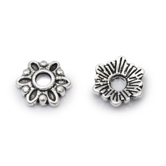 Virág mintás gyöngykupak, 7 mm (2) (50 db)