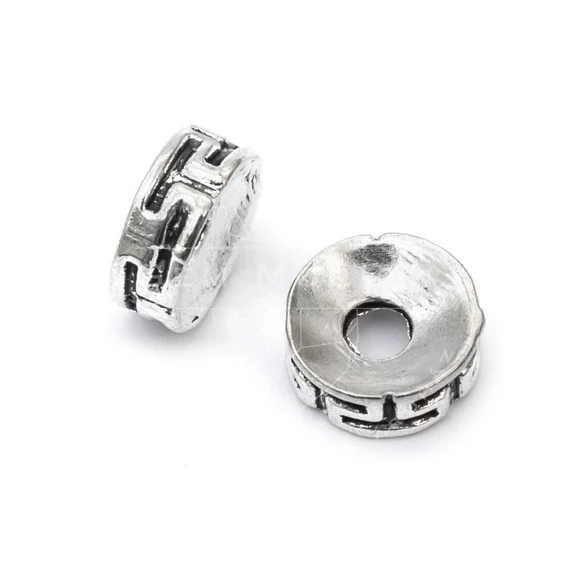 Görög mintás köztes dísz, antik ezüst szín, 7,5x3 mm, 20 db