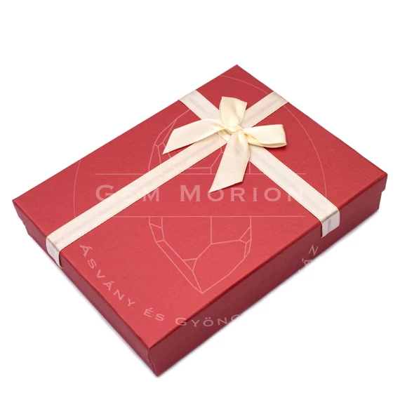 Díszdoboz fehér béléssel, bordó, vanília masnis, karton, 12x16 cm