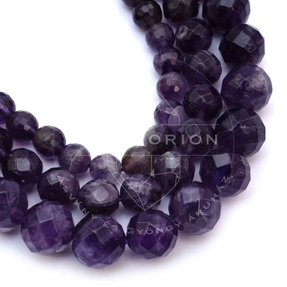 Ametiszt fazettált golyós szál, 6-10 mm