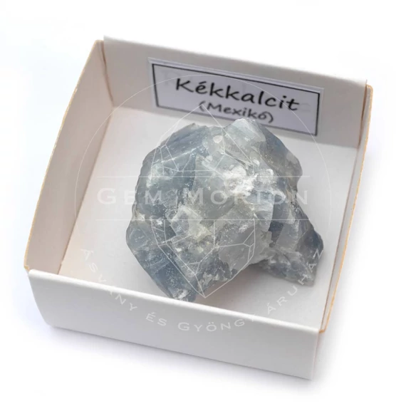 Kalcit dobozos ásvány, kék, extra (2), 10-20 g
