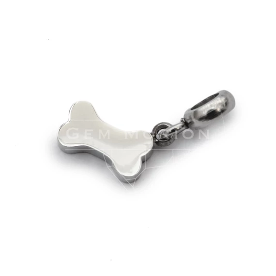 Nemesacél csont medál medáltartóval, medál: 9,4x5 mm, teljes hossz: 15,2 mm, 1 db