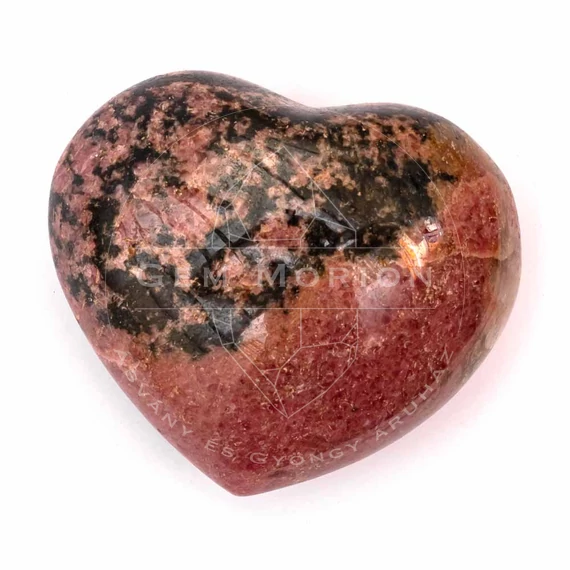Rodonit szív, kb. 6x7 cm