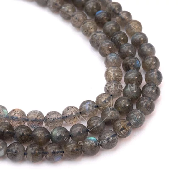 Labradorit "A" golyós szál, 6 mm, kb. 37 cm