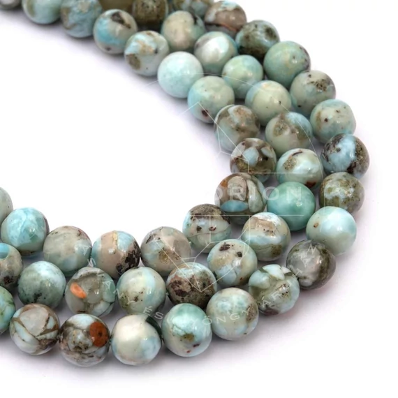 Larimar golyós szál, 8 mm, kb. 38 cm
