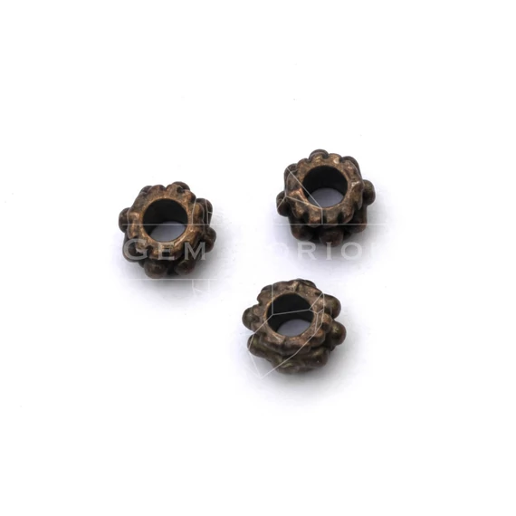 Bali gyöngy köztes dísz (10), bronz szín, 5x3 mm, 20 db