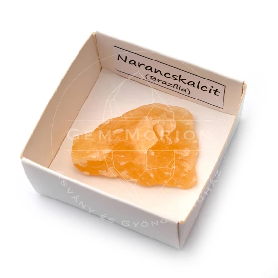 Kalcit dobozos ásvány, narancs, extra (1), 5-10 g